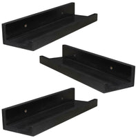 ITY International - Ensemble de 3 Tablettes Mural avec Rebord Surélevé, 19.5"x3.75"x2", Noir - Simple Boutique