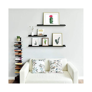 ITY International - Ensemble de 3 Tablettes Mural avec Rebord Surélevé, 47.25"x3.75"x2", Noir - Simple Boutique