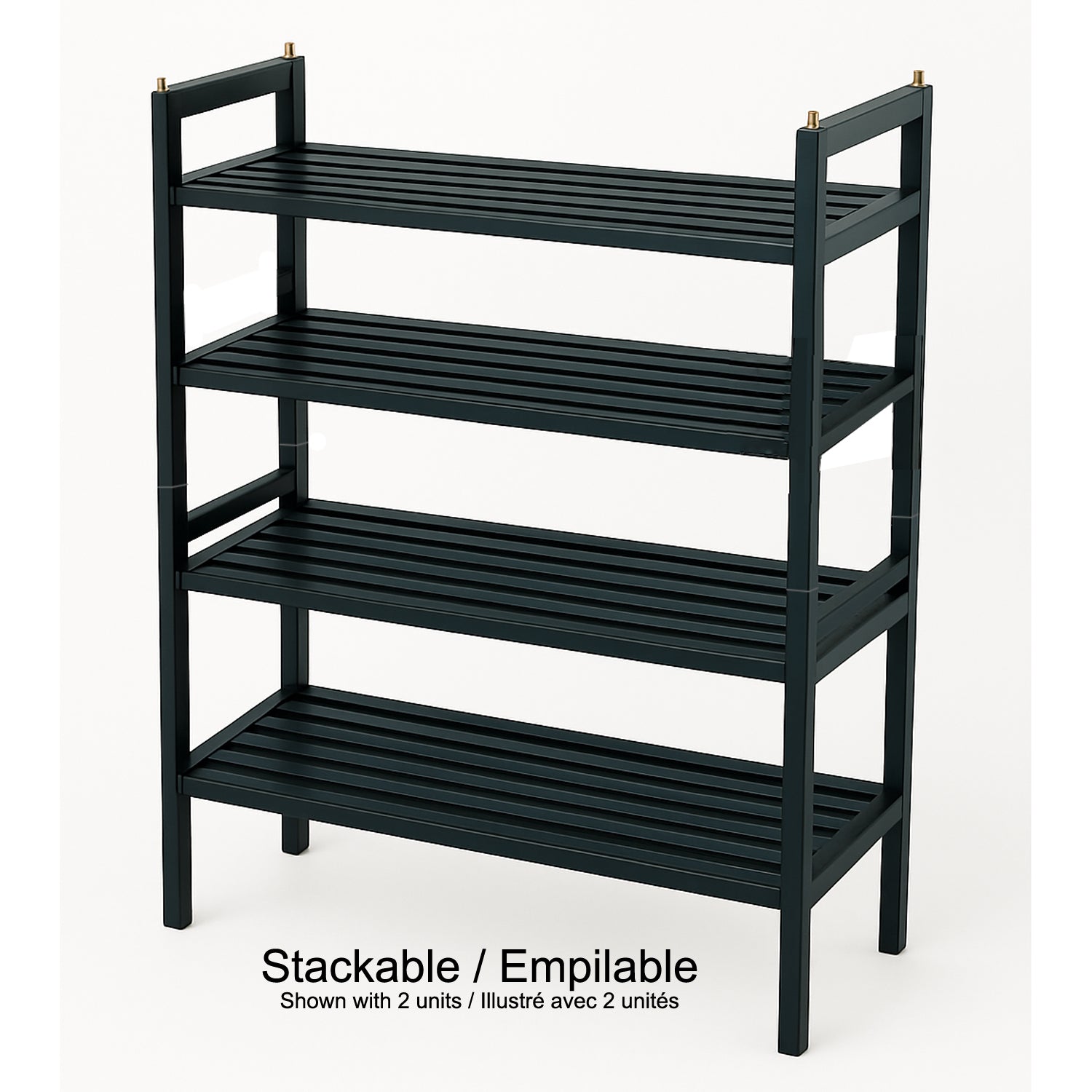 ITY International - Étagère à Chaussures en MDF à 2 Étages, 27" x 10.7" x 15.75", Noir - Simple Boutique