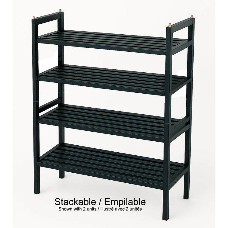 ITY International - Étagère à Chaussures en MDF à 2 Étages, 27" x 10.7" x 15.75", Noir - Simple Boutique