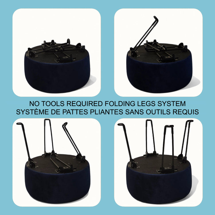 ITY International - Pouf en Velours avec Base en Métal, 14.5'' x 15.7'', Noir - Simple Boutique