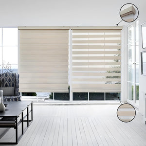 ITY Olivia Stone - Store de Fenêtre à Toile Alternée 55" X 84" Sans Cordon Beige - Simple Boutique