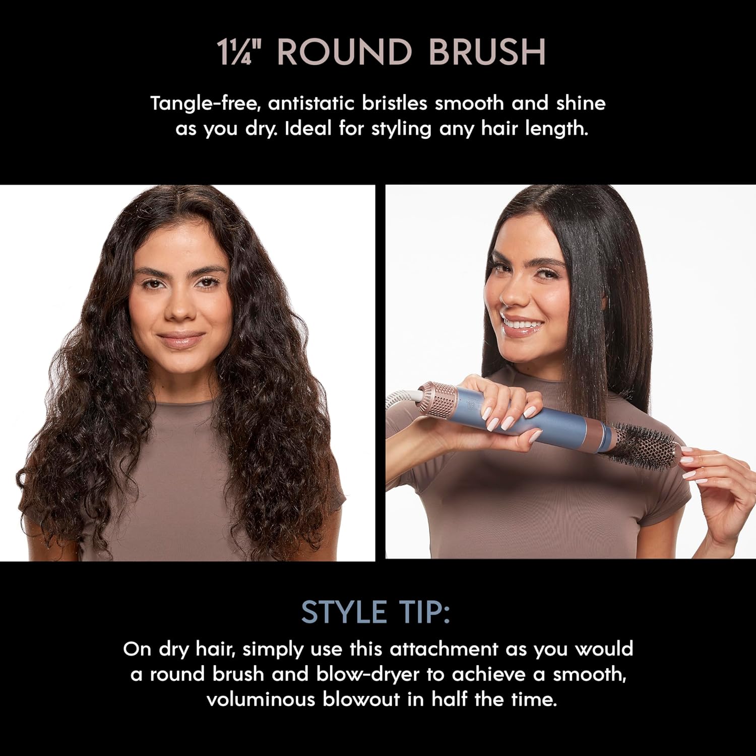 InfinitiPRO - Baguette de Coiffage/Brosse à Air Chaud avec Accessoires, 1200 Watts, Bleu - Simple Boutique