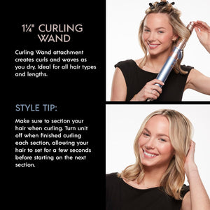 InfinitiPRO - Baguette de Coiffage/Brosse à Air Chaud avec Accessoires, 1200 Watts, Bleu - Simple Boutique