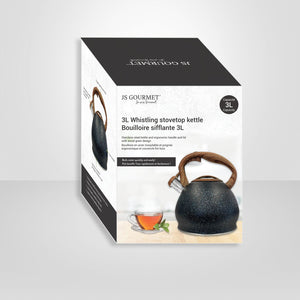 JS Gourmet - Bouilloire Sifflante en Acier Inoxydable, Capacité de 3 Litres, Noir - Simple Boutique