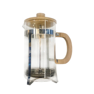 JS Gourmet - Cafetière à Piston en Verre avec Couvercle et Poignée en Bambou, Capacité de 800ml - Simple Boutique