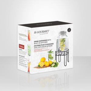 JS Gourmet - Distributeur de Boisson en Verre avec Infuseur Intégré, Capacité de 4 Litres - Simple Boutique
