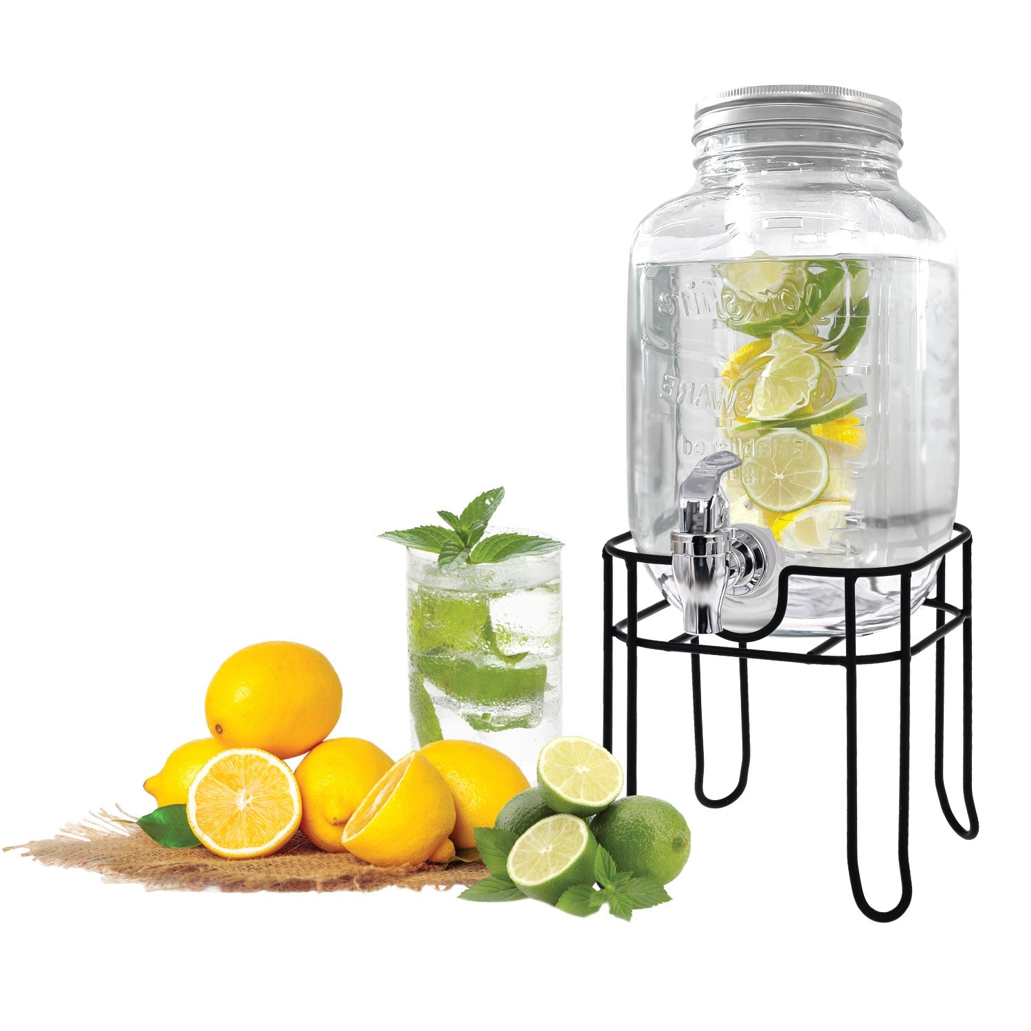 JS Gourmet - Distributeur de Boisson en Verre avec Infuseur Intégré, Capacité de 4 Litres - Simple Boutique