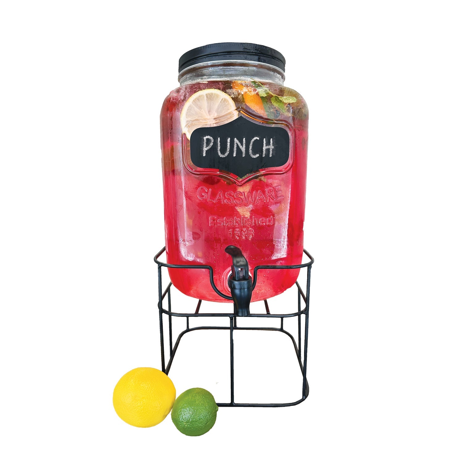 JS Gourmet - Distributeur de Boissons en Verre avec Décal Tableau Noir, Capacité de 4 Litres - Simple Boutique