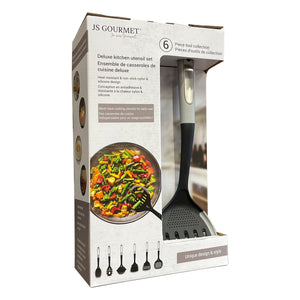 JS Gourmet - Ensemble 6 Morceaux d'ustensiles de Cuisine, Résistant à la Chaleur, Gris - Simple Boutique