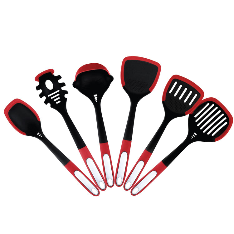 JS Gourmet - Ensemble 6 Morceaux d'ustensiles de Cuisine, Résistant à la Chaleur, Rouge - Simple Boutique