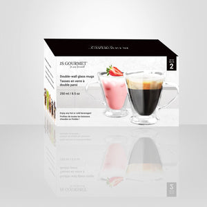 JS Gourmet - Ensemble de 2 Tasses Coniques en Verre à Double Paroi, Capacité de 250ml - Simple Boutique