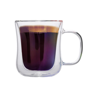 JS Gourmet - Ensemble de 2 Tasses en Verre Iridescent à Double Paroi, Capacité de 250ml - Simple Boutique