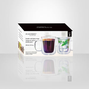 JS Gourmet - Ensemble de 2 Tasses en Verre Iridescent à Double Paroi, Capacité de 250ml - Simple Boutique