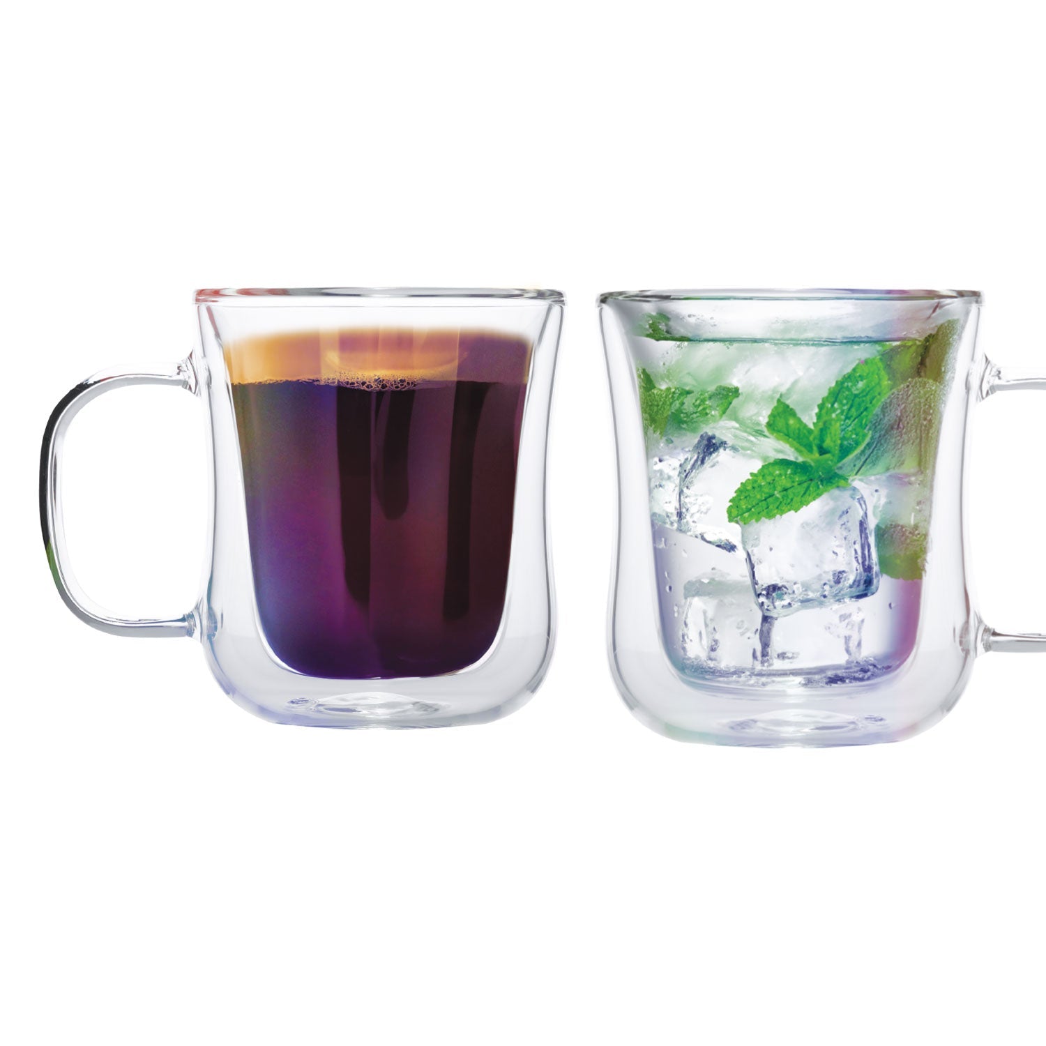 JS Gourmet - Ensemble de 2 Tasses en Verre Iridescent à Double Paroi, Capacité de 250ml - Simple Boutique