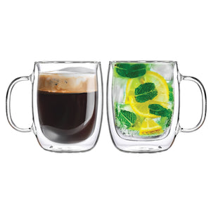 JS Gourmet - Ensemble de 2 Tasses en Verre à Double Paroi, Capacité de 250ml - Simple Boutique