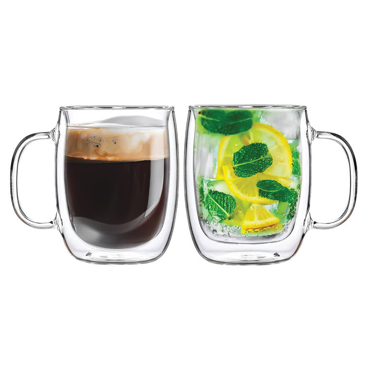 JS Gourmet - Ensemble de 2 Tasses en Verre à Double Paroi, Capacité de 250ml - Simple Boutique
