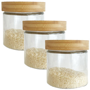 JS Gourmet - Ensemble de 3 Contenants en Verre avec Couvercle Hermétique, Capacité de 900ml - Simple Boutique