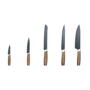 JS Gourmet - Ensemble de Couteaux avec Bloc de Rangement, Lames en Acier Inoxydable, Noir - Simple Boutique