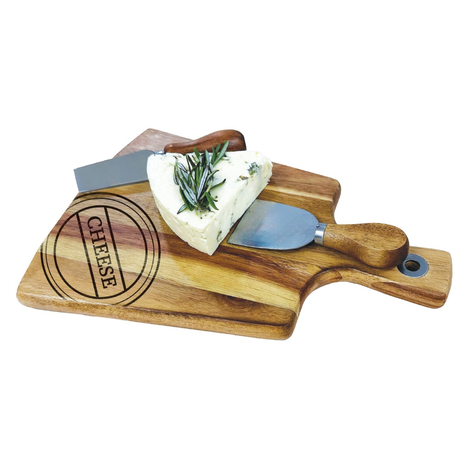 JS Gourmet - Ensemble de Planche de Service en Bois D'acacia avec 2 Outils à Fromage - Simple Boutique