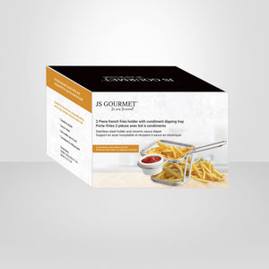 JS Gourmet - Ensemble de Porte-Frite 2 Morceaux avec Bol à Condiment, Acier Inoxydable - Simple Boutique