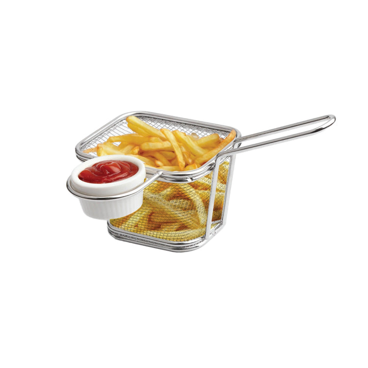 JS Gourmet - Ensemble de Porte-Frite 2 Morceaux avec Bol à Condiment, Acier Inoxydable - Simple Boutique