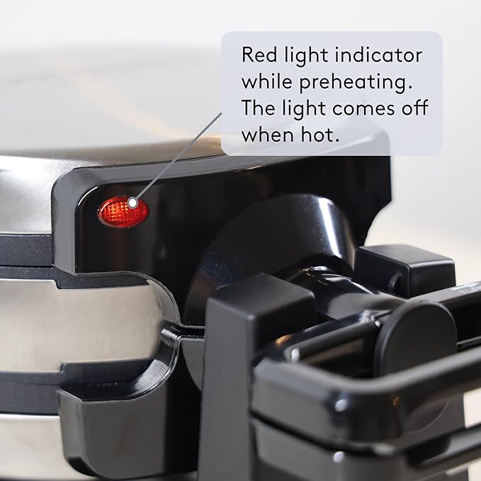 JS Gourmet - Gaufrier Belge Double, Rotation à 180°, Surface Antiadhésive, Acier Inoxydable - Simple Boutique