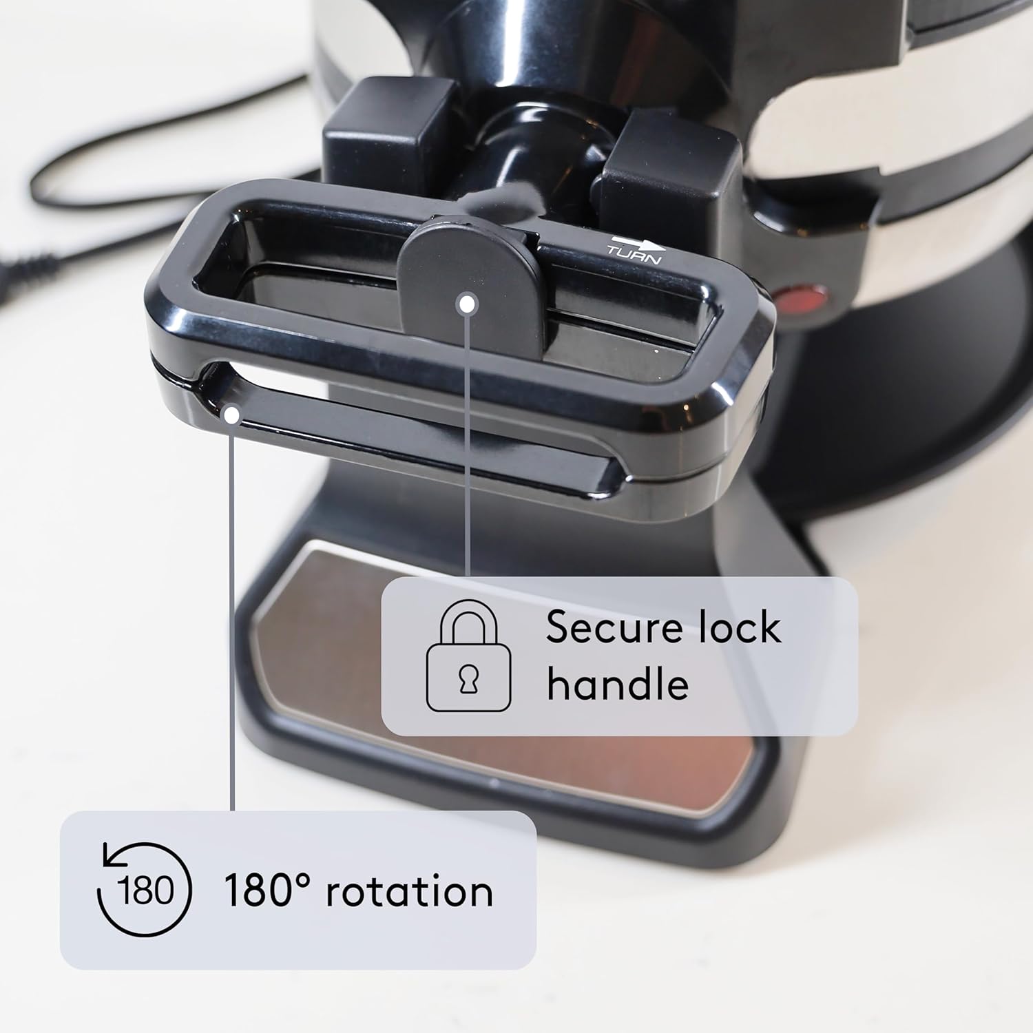 JS Gourmet - Gaufrier Belge Double, Rotation à 180°, Surface Antiadhésive, Acier Inoxydable - Simple Boutique