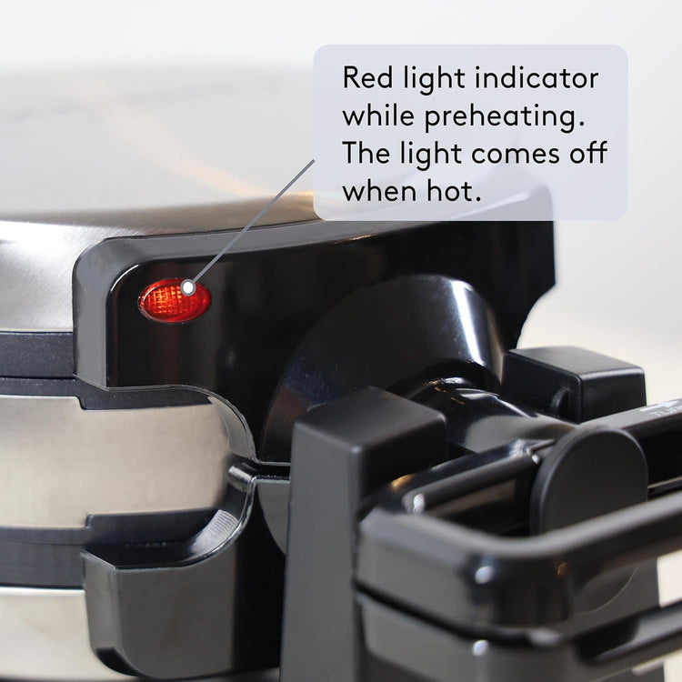 JS Gourmet - Gaufrier Belge Double, Rotation à 180°, Surface Antiadhésive, Acier Inoxydable - Simple Boutique