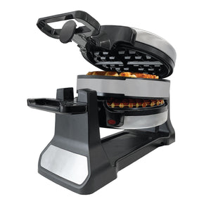 JS Gourmet - Gaufrier Belge Double, Rotation à 180°, Surface Antiadhésive, Acier Inoxydable - Simple Boutique