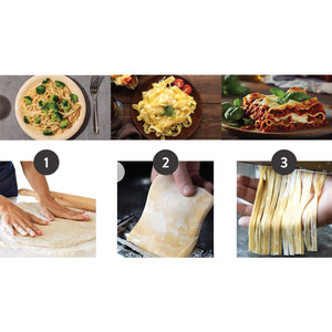 JS Gourmet - Machine à Pâtes Manuel en Acier Inoxydable, 2 Rouleaux de Coupe Ajustables, Rouge - Simple Boutique