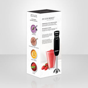 JS Gourmet - Mélangeur à Main à 2 Vitesses, Lame en Acier Inoxydable, 300 Watts, Noir - Simple Boutique
