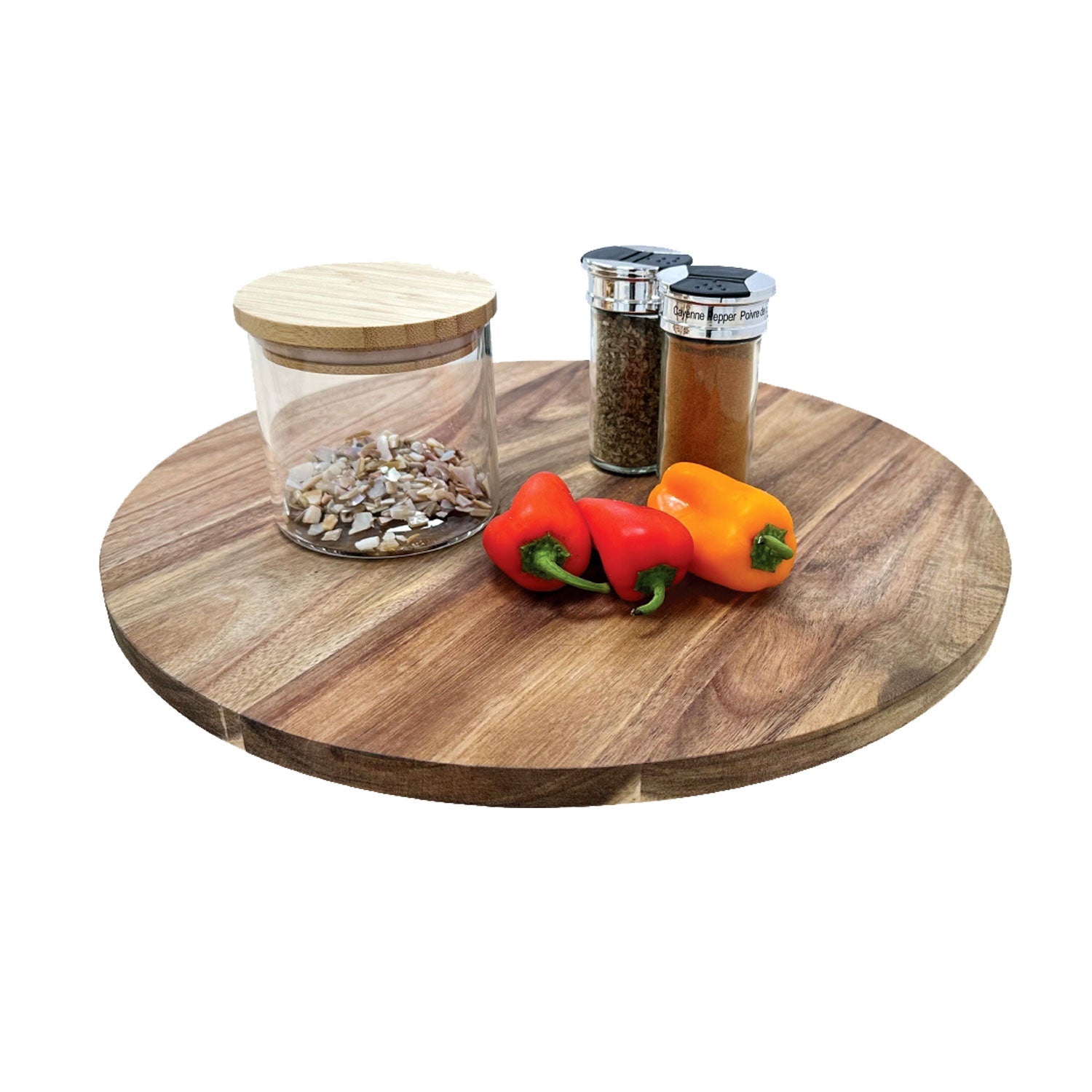 JS Gourmet - Plateau Tournant en Bois d'acacia, Diamètre de 15" - Simple Boutique