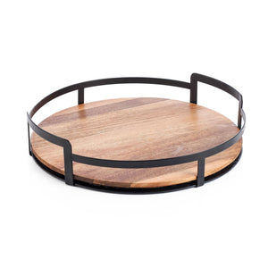 JS Gourmet - Plateau de Service Rond en Bois d'acacia - Simple Boutique