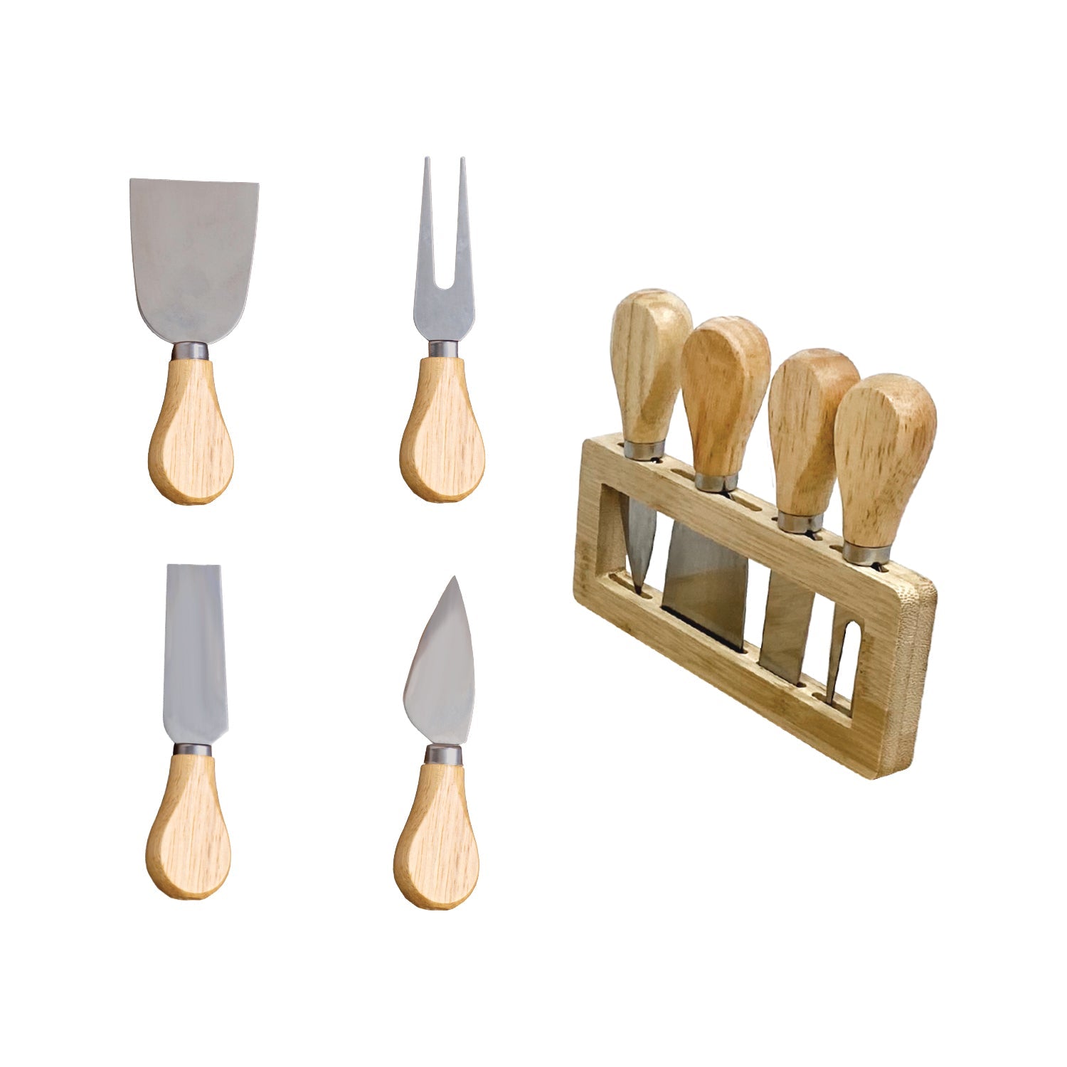 JS Gourmet - Plateau de Service en Bambou avec 4 Outils à Fromage - Simple Boutique