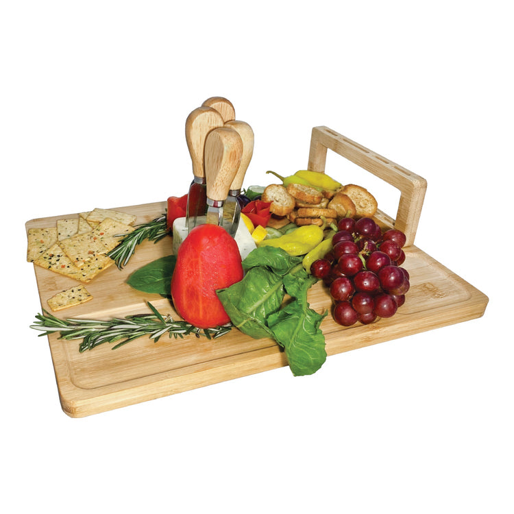 JS Gourmet - Plateau de Service en Bambou avec 4 Outils à Fromage - Simple Boutique