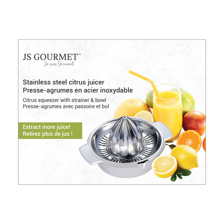 JS Gourmet - Presse-Agrumes avec Passoire et Bol en Acier Inoxydable - Simple Boutique