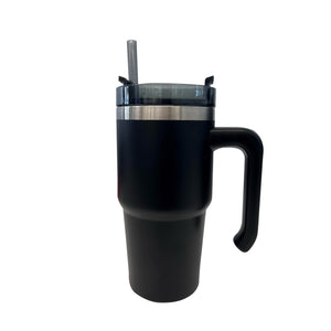 JS Gourmet - Tasse de Voyage Isolée à Double Paroi en Acier Inoxydable, Capacité de 600ml, Noir - Simple Boutique