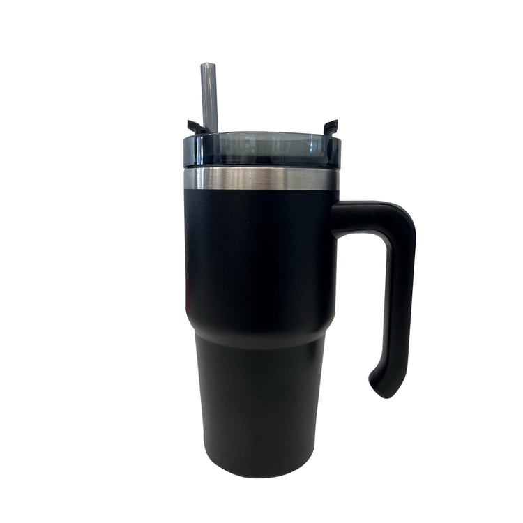 JS Gourmet - Tasse de Voyage Isolée à Double Paroi en Acier Inoxydable, Capacité de 600ml, Noir - Simple Boutique