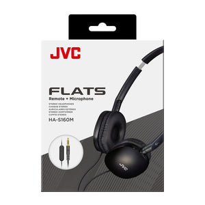 JVC - Casque d'écoute Filaire FLATS, Léger et Pliable avec Microphone et Télécommande Intégré, Noir - Simple Boutique