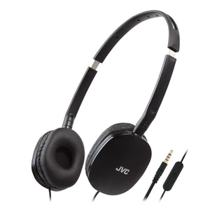 JVC - Casque d'écoute Filaire FLATS, Léger et Pliable avec Microphone et Télécommande Intégré, Noir - Simple Boutique