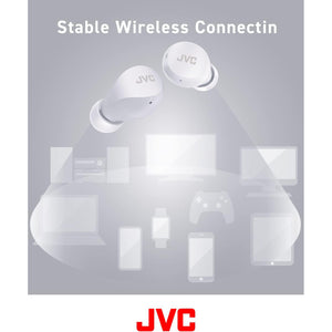 JVC - Écouteurs Intra-Auriculaires Sans-Fil Gumy Avec Boitier de Recharge et Microphone Intégré, Blanc - Simple Boutique