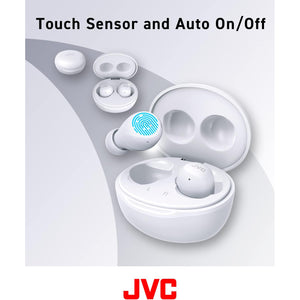 JVC - Écouteurs Intra-Auriculaires Sans-Fil Gumy Avec Boitier de Recharge et Microphone Intégré, Blanc - Simple Boutique