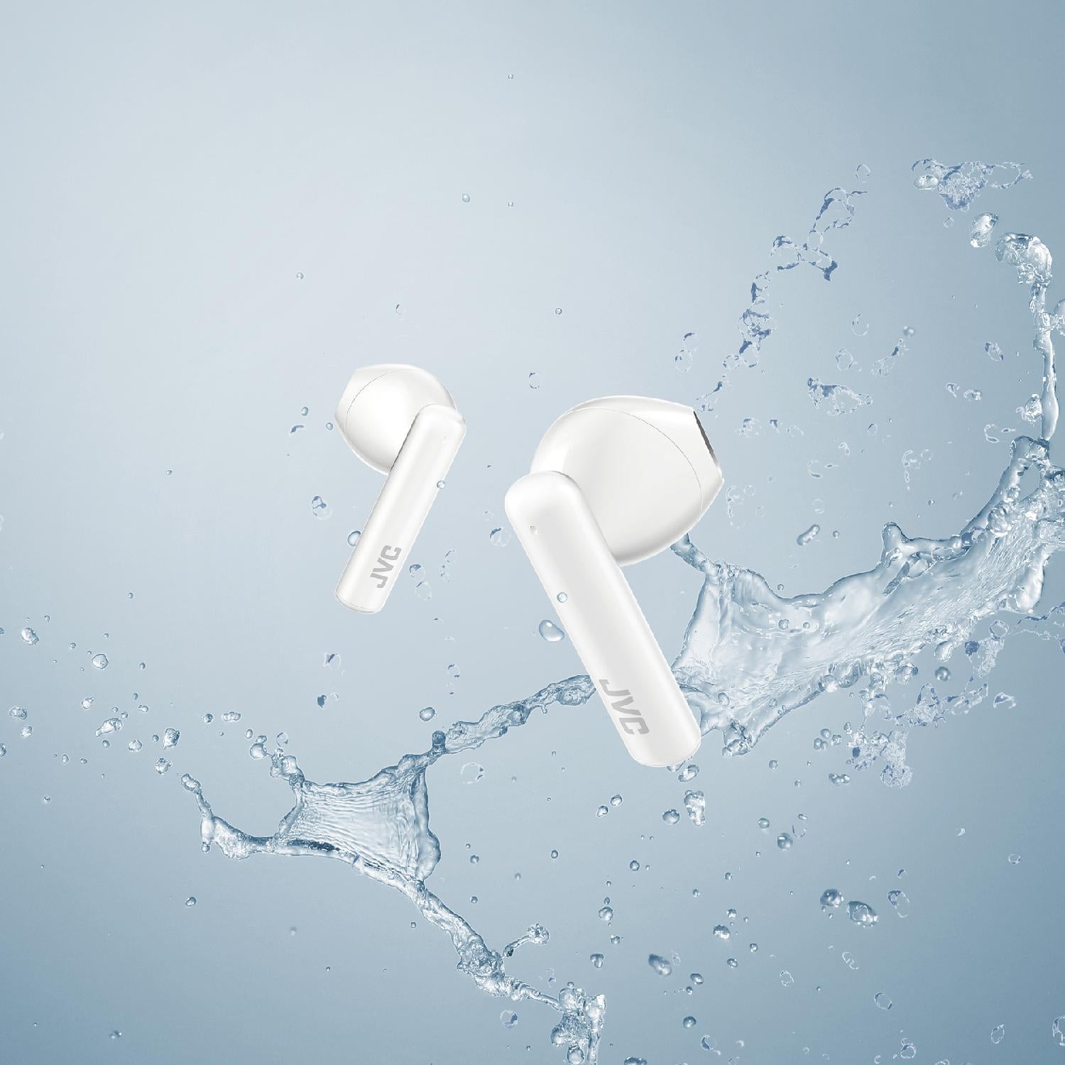 JVC - Écouteurs Intra-Auriculaires Sans-Fil avec Boitier de Recharge et Microphone Intégré, Blanc - Simple Boutique