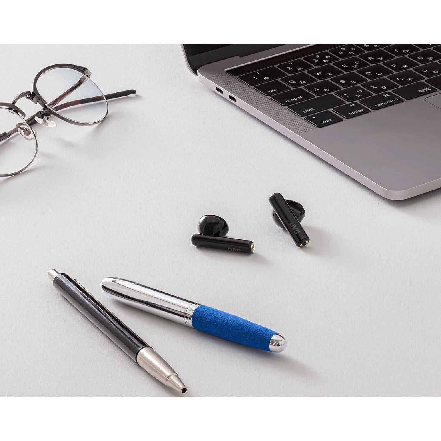 JVC - Écouteurs Intra-Auriculaires Sans-Fil avec Boitier de Recharge et Microphone Intégré, Noir - Simple Boutique