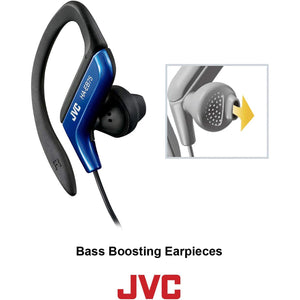 JVC - Écouteurs Intra-Auriculaires de Sport avec Clip d'oreille Réglable, Bleu - Simple Boutique