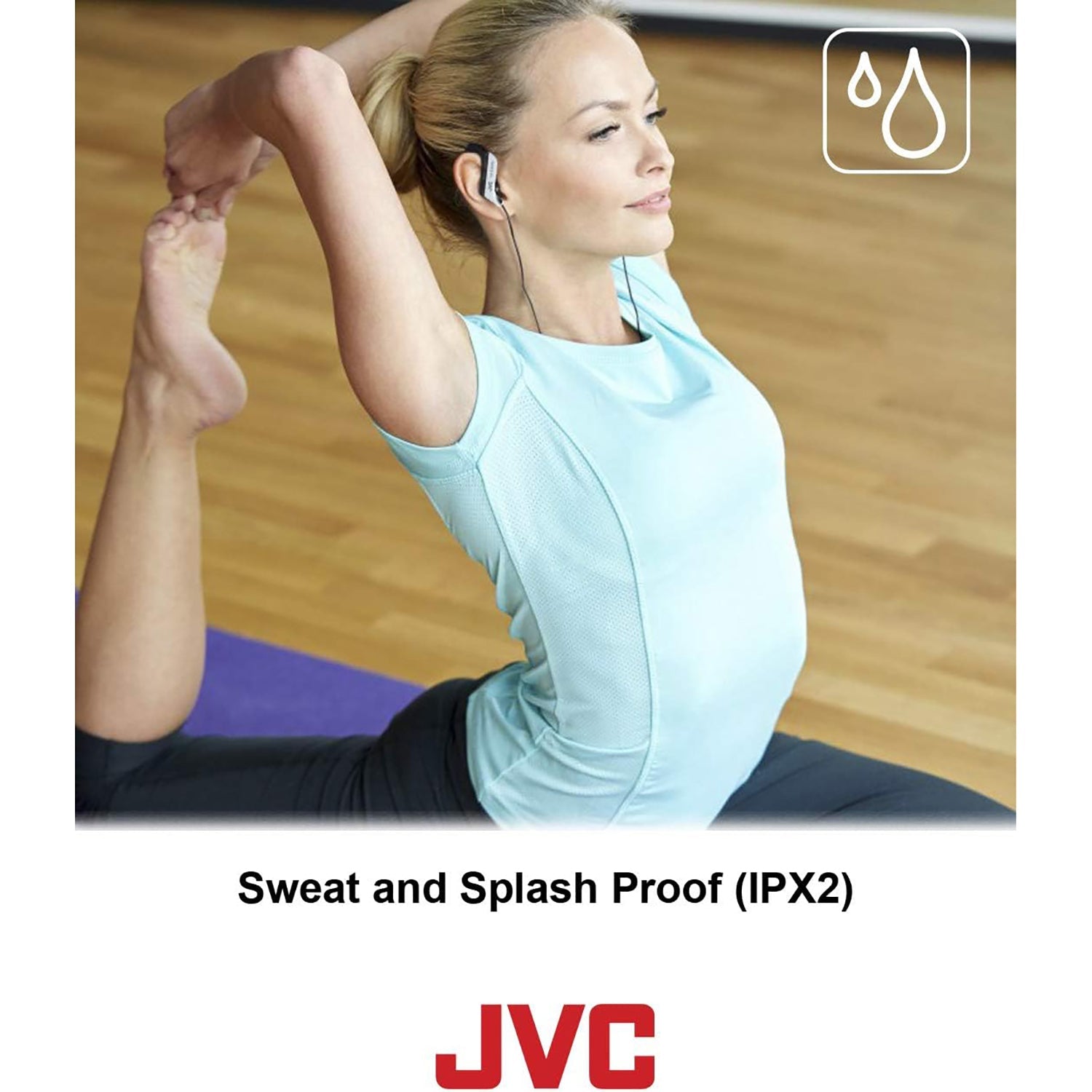 JVC - Écouteurs Intra-Auriculaires de Sport avec Clip d'oreille Réglable, Bleu - Simple Boutique