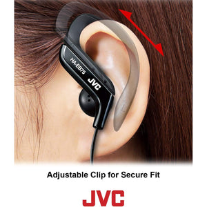 JVC - Écouteurs Intra-Auriculaires de Sport avec Clip d'oreille Réglable, Noir - Simple Boutique