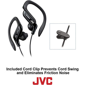 JVC - Écouteurs Intra-Auriculaires de Sport avec Clip d'oreille Réglable, Noir - Simple Boutique