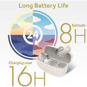 JVC - Écouteurs Nearphones Sans-Fil avec Boitier de Recharge et Microphone Intégré, Blanc - Simple Boutique